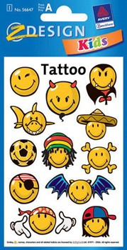 Z-Design 56647, Kids - wasserfeste Tattoos, Motiv Smiley Boy, 1 Bogen