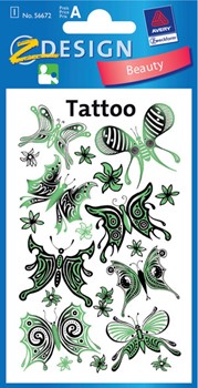 Z-Design 56672, Kids - Tattoo, Motiv Schmetterlinge, beglimmert, 1 Bogen