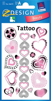 Z-Design 56674, Kids - Tattoo, Motiv Herzen, beglimmert, 1 Bogen