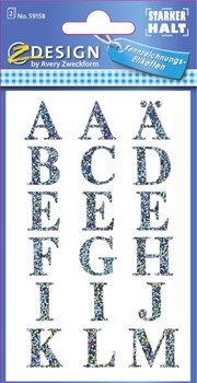 Z-Design 59158, Home - Transparente Folie Motiv  Buchstaben, silber holografisch, Schrift Times Bold 65pt (Zeichenhöhe 16mm), 2 Bögen