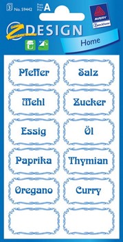 Z-Design 59442, Home - Haushaltsetiketten aus beschriftbarem Papier Motiv Zutaten Rahmen, 3 Bögen