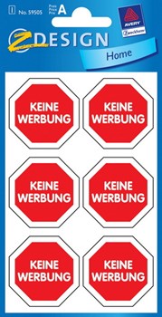 Z-Design 59505, Home - Hinweisetikett Motiv Keine Werbung auf Stopschild, 6 Stück