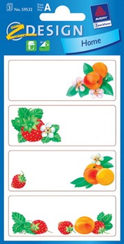 Z-Design 59532, Home - Haushaltsetiketten aus Papier, wiederablösbar, Motiv Aprikose + Erdbeere, 3 Bögen