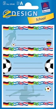 Z-Design 59540, School - Vorgestaltete Buchetiketten aus beschriftbarem Papier, Motiv Fußball, 3 Bögen