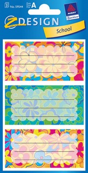 Z-Design 59544, School - Vorgestaltete Buchetiketten aus beschriftbarem Papier, Motiv Flower Power, 3 Bögen