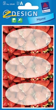 Z-Design 59549, Home - Haushaltsetiketten aus Papier, wiederablösbar, Motiv Erdbeere fotoreal, 3 Bögen
