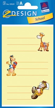 Z-Design 59559, School - Vorgestaltete Buchetiketten aus beschriftbarem Papier, Motiv Giraffe, 3 Bögen