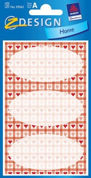 Z-Design 59563, Home - Haushaltsetiketten, Motiv Karo rot, 3 Bogen