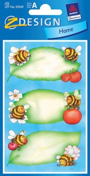 Z-Design 59569, Home - Haushaltsetiketten, Motiv Blüte&Bienen, 3 Bogen