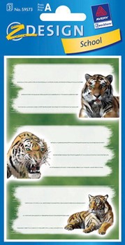Z-Design 59573, School - Buchetiketten, Motiv Tiger, 3 Bogen