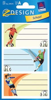 Z-Design 59574, School - Buchetiketten, Motiv Fußball, 3 Bogen