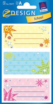 Z-Design 59577, School - Buchetiketten, Motiv Sterne bunt, 3 Bogen