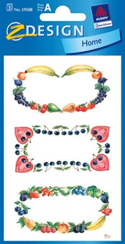 Z-Design 59588, Home - Haushaltsetiketten Sticker, Motiv Früchterahmen, 3 Bogen