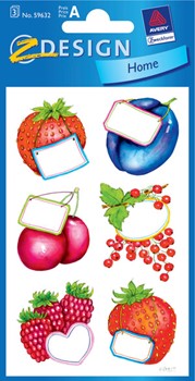 Z-Design 59632, Home - Haushaltsetiketten Sticker, Motiv Früchteschild, 3 Bogen