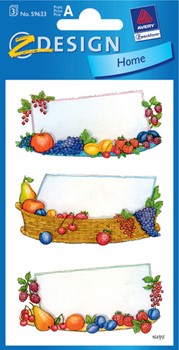 Z-Design 59633, Home - Haushaltsetiketten Sticker, Motiv Obstplatte, 3 Bogen