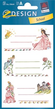 Z-Design 59644, School - Buchetiketten, Motiv Prinzessin, 3 Bogen