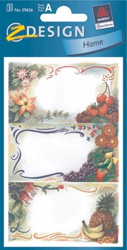 Z-Design 59656, Home - Haushaltsetiketten Sticker, Motiv Fruchtrahmen, bunt, 3 Bogen