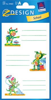 Z-Design 59683, School - Buchetiketten, Marsmännchen, 9 Stück/3 Bogen