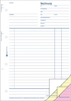 Avery Zweckform 709, Rechnungen 1., 2. und 3. Blatt bedruckt, verschiedenfarbite Durchschläge, mit 2 Blatt Blaupapier, A4, 3x50 Blatt