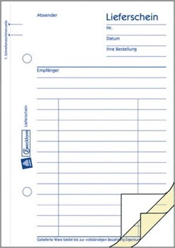 Avery Zweckform 725, Lieferschein 1. und 2. Blatt bedruckt, 3. Blatt blanko fest im Buch, A6, 3x50 Blatt