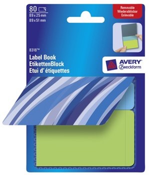 Avery Zweckform 8318, Etiketten-Block Blue Waves, blau, grün, 89x25mm und 89x51mm, 80 Etiketten