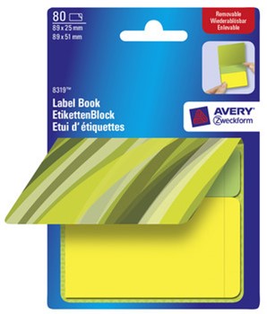Avery Zweckform 8319, Etiketten-Block Green Waves, grün, gelb, 89x25mm und 89x51mm, 80 Etiketten