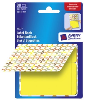 Avery Zweckform 8322, Etiketten-Block Yellow Squares, gelb, 89x25mm und 89x51mm, 80 Etiketten