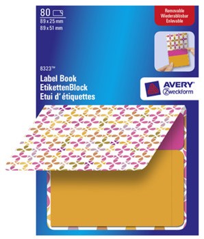 Avery Zweckform 8323, Etiketten-Block Orange Squares, pink, orange, 89x25mm und 89x51mm, 80 Etiketten