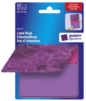 Avery Zweckform 8324, Etiketten-Block Purple Circles, pink, violett, 89x25mm und 89x51mm, 80 Etiketten