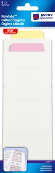 Avery Zweckform 8360, Haftnotiz-Register, NoteTab, eckige Sichtreiter, 76,2 x 190,5 mm, transparent, pastellgelb, rosa, 6 Stück