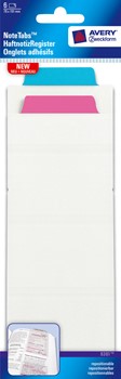 Avery Zweckform 8361, Haftnotiz-Register, NoteTab, eckige Sichtreiter, 76,2 x 190,5 mm, transparent, pink, blau, 6 Stück