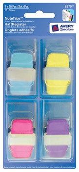Avery Zweckform 8370, Mini Haftregister, 25x38 mm, neon pink, violett, blau, gelb, 40 Register (je 10 pro Farbe)
