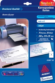 Avery Zweckform C2358-25, Korrespondenz-Karten, DIN lang, 260g, Inkjet-Spezialbeschichtung, 25 Blatt