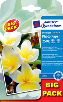 Avery Zweckform C2453-60, Premium-Inkjet-Photo-Papier, 10x15cm, 250 g, Premium glossy, 60 Blatt