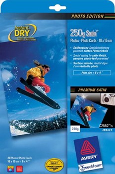 Avery Zweckform C2552-15, Premium-Inkjet-Photo-Papier, 10x15cm, 250 g, Premium seidenmatt, 20 Blatt