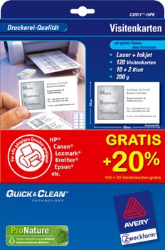 Avery Quick And Clean Visitenkarten - Matt Beschichtet Einseitig