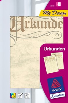 Avery Zweckform MD2003, Urkunde, A4, holzfrei, gold/silber, 185g, 10 Blatt