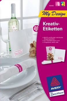 Avery Zweckform MD4002, Kreativ-Etiketten-Set, je 5 Blatt 97x42,3mm (=60 Etiketten), 147,3x20mm (=65 Etiketten) wiederablösbar, &oslash;40mm (=120 Etiketten)
