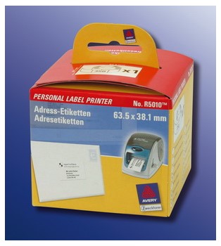 Avery Zweckform R5010, Adressetiketten für Personal Label Printer 63,5x38,1 mm, 1 Rolle (= 350 Etiketten)