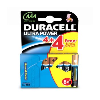 DURACELL ULTRA Power Batterien, AAA, 4 Stück + 4 gratis (Duracell DUR002807)