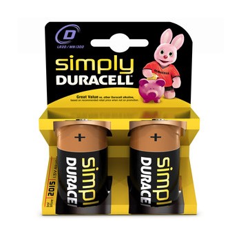 Duracell DUR005730, Simply Alkaline Batterien, D, 1,5V, 2er Pack