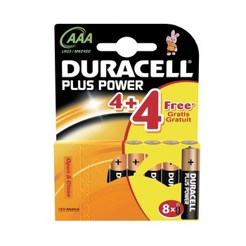 DURACELL PLUS Power Batterien, AAA 4+4  Pack (Duracell DUR018785)