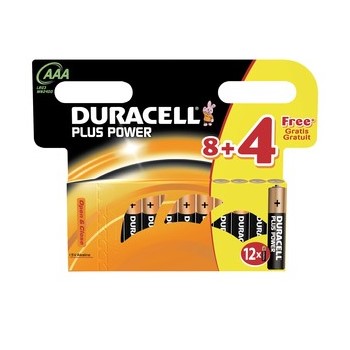 DURACELL PLUS Power Batterien, AAA 8+4 Pack (Duracell DUR018938)