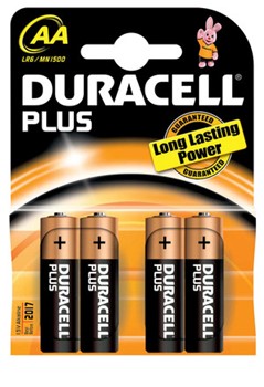 Duracell DUR038103, Plus Alkaline Batterien, Mignon AA, 4 Stück