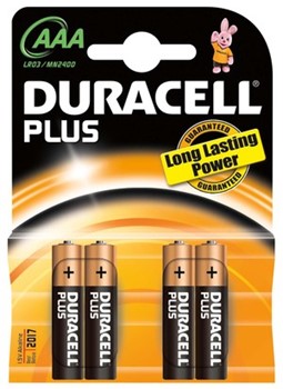 Duracell DUR038141, Plus Alkaline Batterien, Micro AAA, 4 Stück