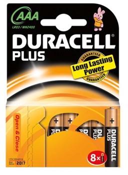 Duracell DUR038158, Plus Alkaline Batterien, Micro AAA, 1,5V, 8er Pack