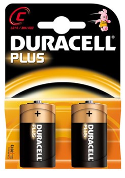Duracell DUR038165, Plus Alkaline Batterien, Baby C, 2 Stück