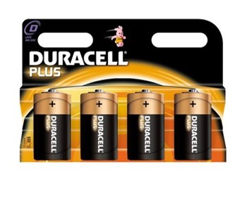 Duracell DUR038196, Plus Alkaline Batterien, Mono D, 1,5V, 4er Pack