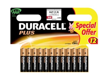 Duracell DUR058637, Plus Alkaline Batterien, Micro AAA, 1,5V, 12er Pack