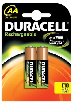 Duracell DUR065727, Nickel-Metallhydrid Akkus, Mignon AA, 1700mAh, 2 Stück